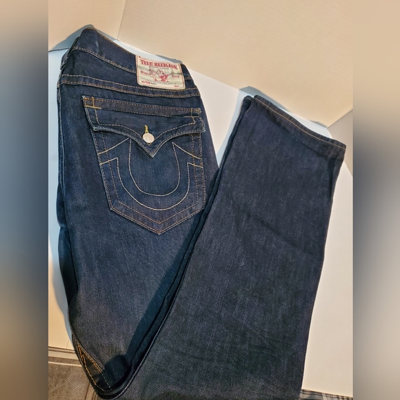 True Religion Jeans True Religion Mens Jeans 38x34 Straight Leg Ricky Blue Denim Made In The